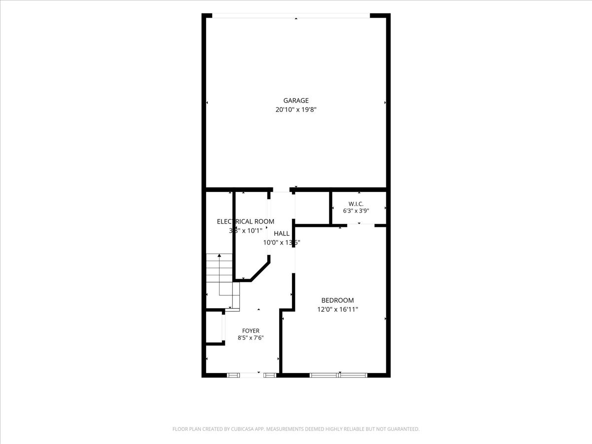 Avondale Walk 1st-floor plan: two-car garage 20'10”×19'8”, foyer, hall, 1st-floor bedroom option 12'×16'11” with W.I.C. (est.)