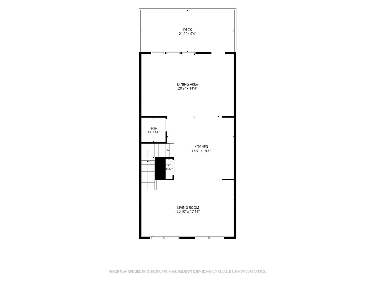 Avondale Walk 2nd-floor plan: kitchen 15'×14'5”, dining 20'9”×14'4”, living room 20'10”×17'11”, half bath, pantry, optional deck 21'2”×9'4” (est.)