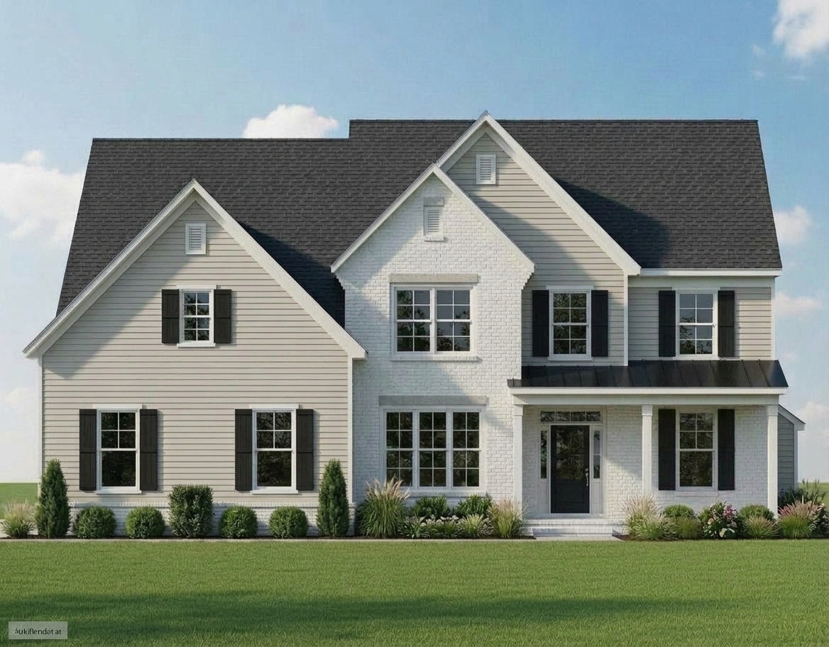 The Lenape model — 4 bedroom home with two-story great room and hip roof option